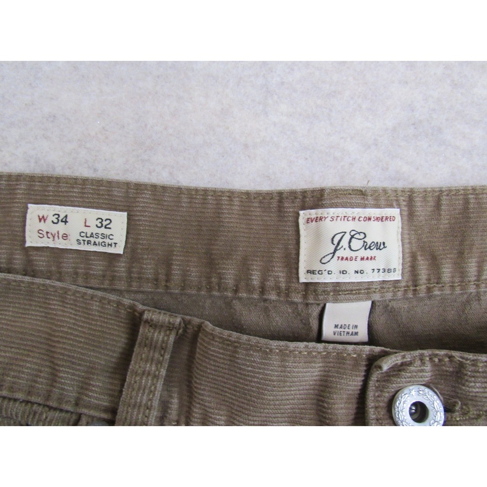 J.Crew Mens Brown Classic Straight Corduroy Pants 34x32 Stretch Cotton Cord - Picture 5 of 10